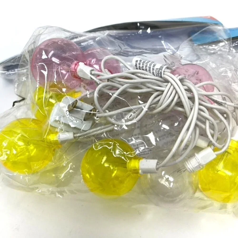 Ball String Lights Yellow Pink Clear 4.9 Feet Indoor Outdoor 2 Packs. A1